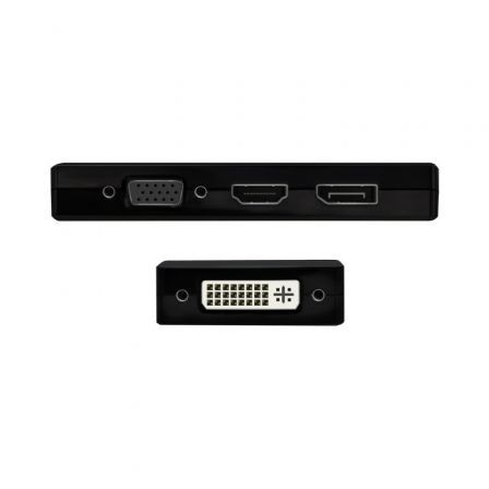 Aisens Conversor USB-C a DP/DVI/HDMI/VGA 4 en 1 Negro